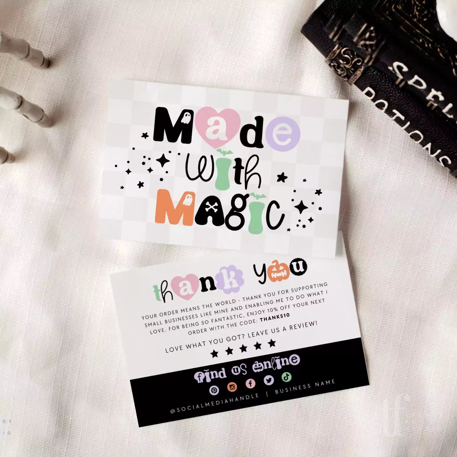Cute Halloween Business Thank You Card Editable Canva Template | Order ...