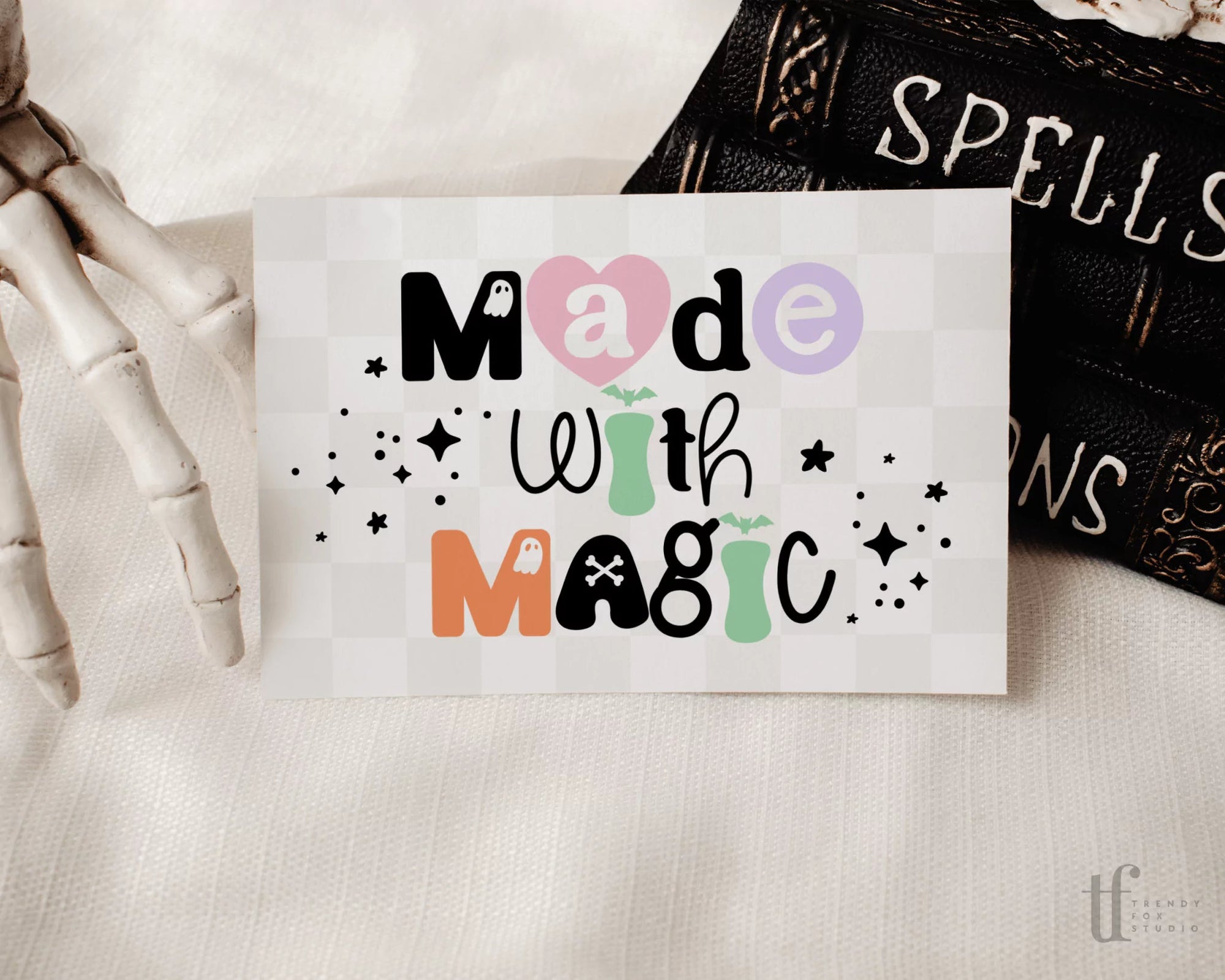 Cute Halloween Business Thank You Card Editable Canva Template | Halloween Printable Groovy Spooky Ghost - Trendy Fox Studio