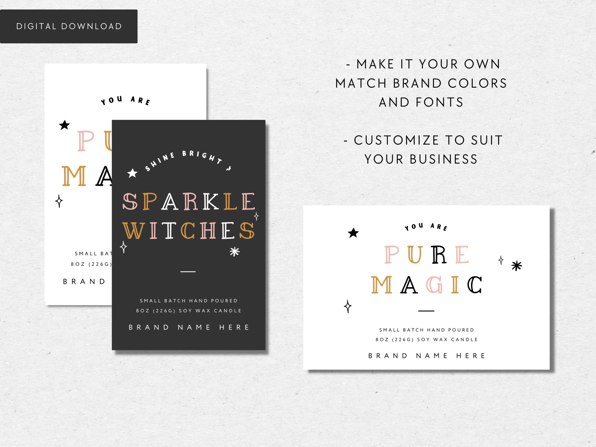 Cute Pastel Halloween Candle Label Canva Template - Trendy Fox Studio