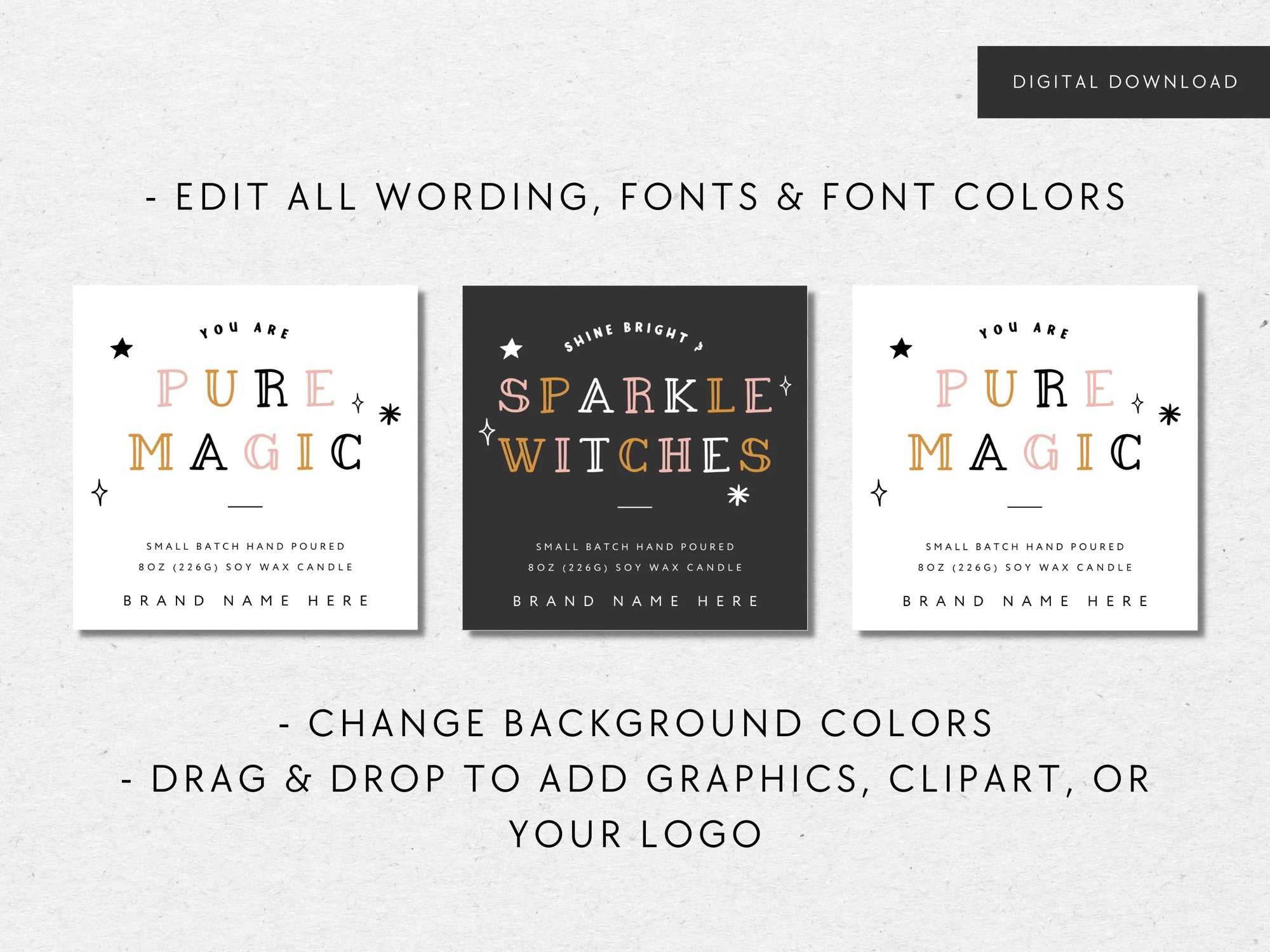 Cute Pastel Halloween Candle Label Canva Template - Trendy Fox Studio