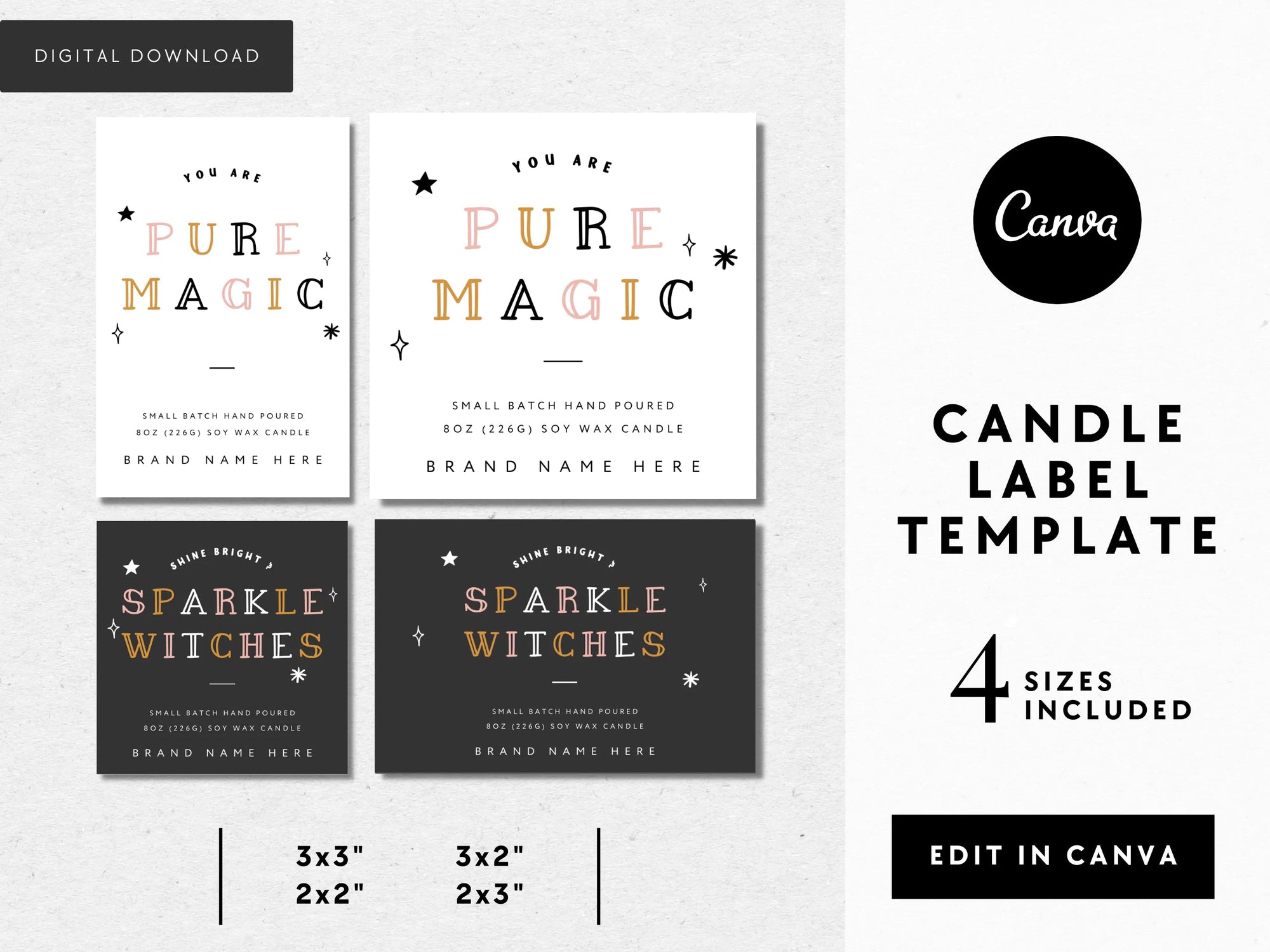 Cute Pastel Halloween Candle Label Canva Template - Trendy Fox Studio