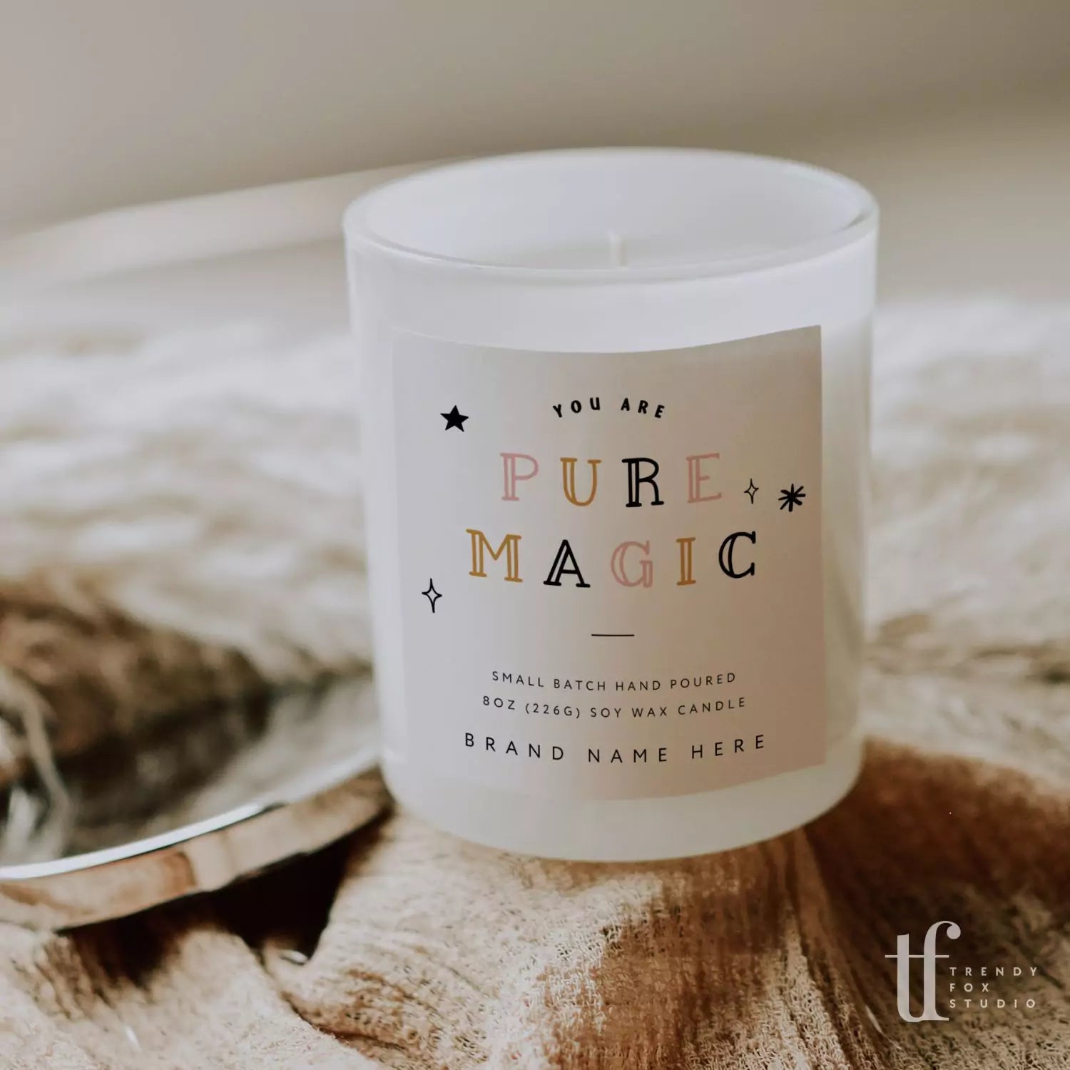 Cute Pastel Halloween Candle Label Canva Template - Trendy Fox Studio