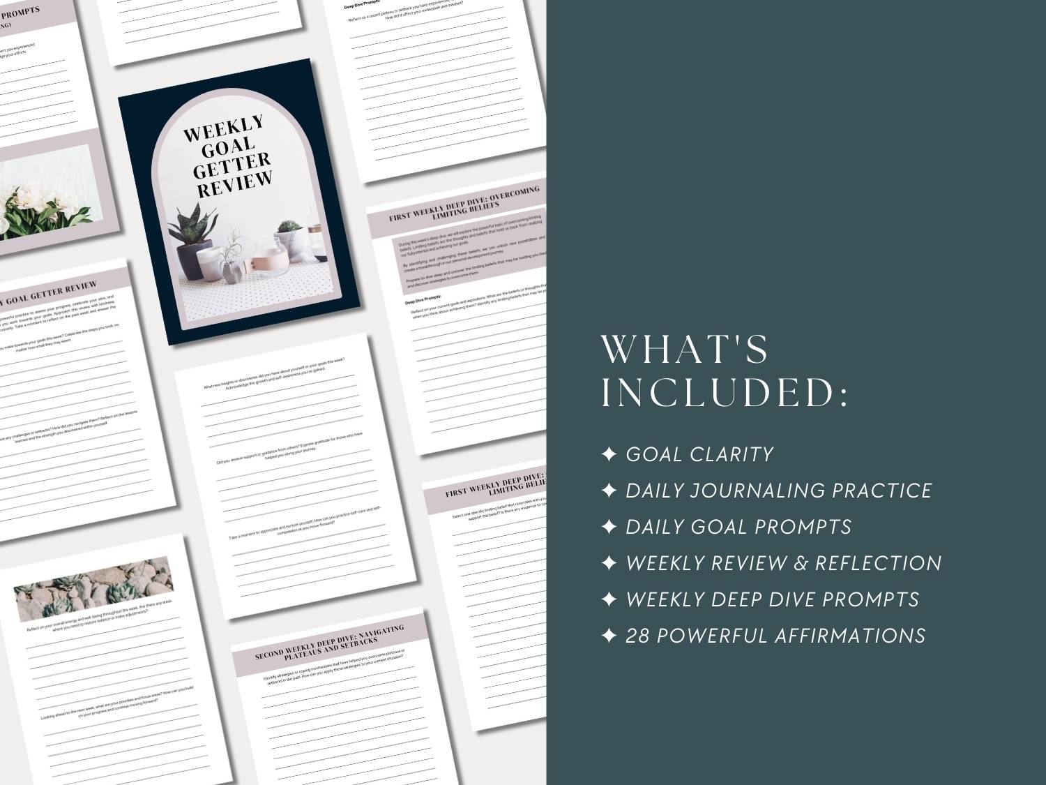 Digital Goal Workbook, Motivational Planner, Journal Prompts for Goal Getters - Trendy Fox Studio