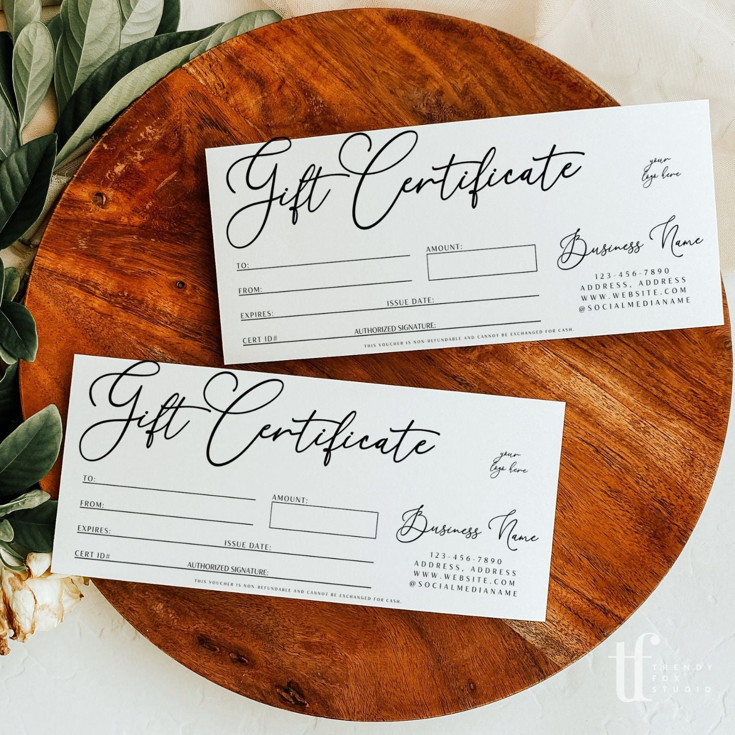 Elegant Gift Certificate Canva Template | Cinna - Trendy Fox Studio elegant-gift-certificate-canva-template-cinna-trendy-fox-studio