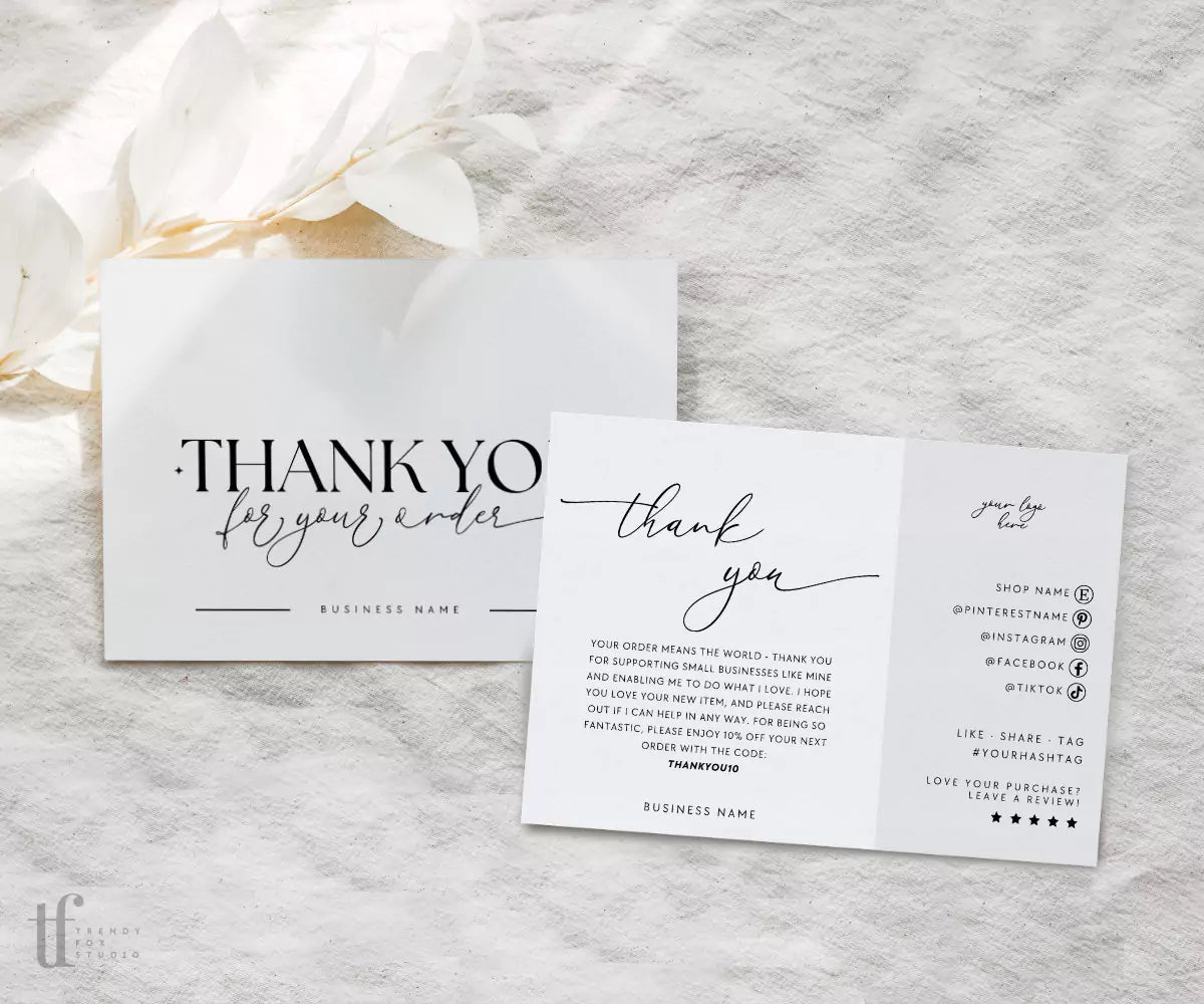 Elegant Minimal Business Thank You Card Canva Template | Cinna - Trendy ...