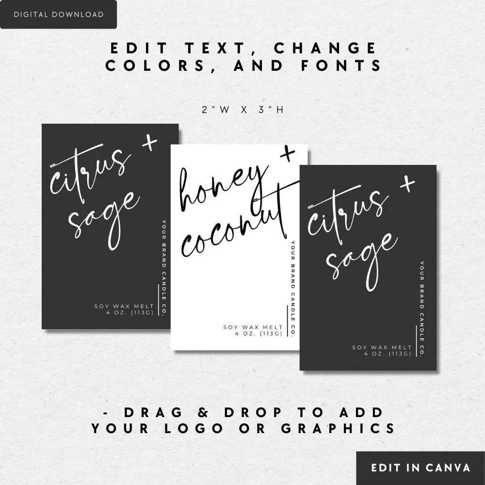 Elegant Modern Wax Melt Label Canva Template | Violet - Trendy Fox Studio