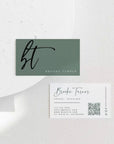 Elegant Sage Business Card with QR Code Canva Template | Vera - Trendy Fox Studio