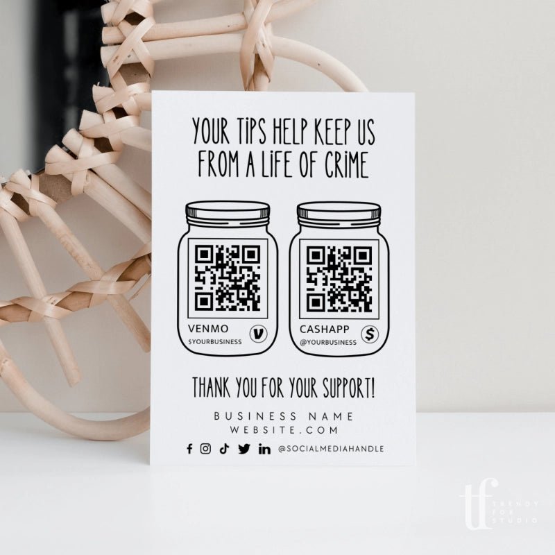 Funny Virtual Tip Jar Sign Canva Template - Trendy Fox Studio