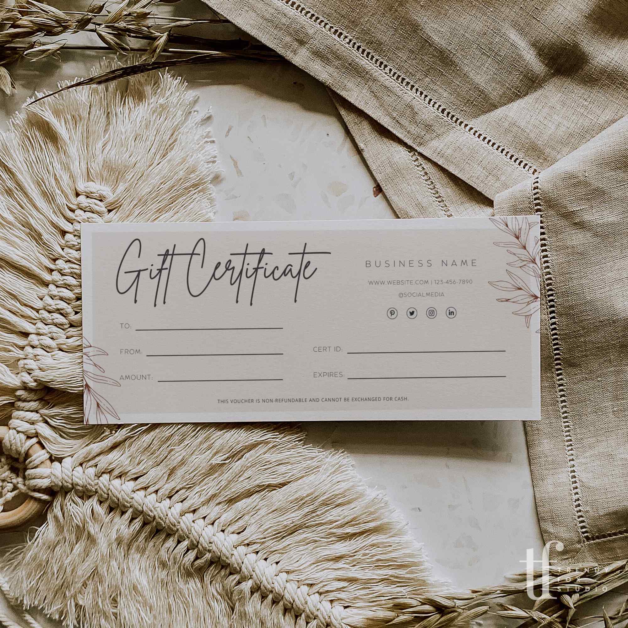 Gift Certificate Canva Template | Adley - Trendy Fox Studio