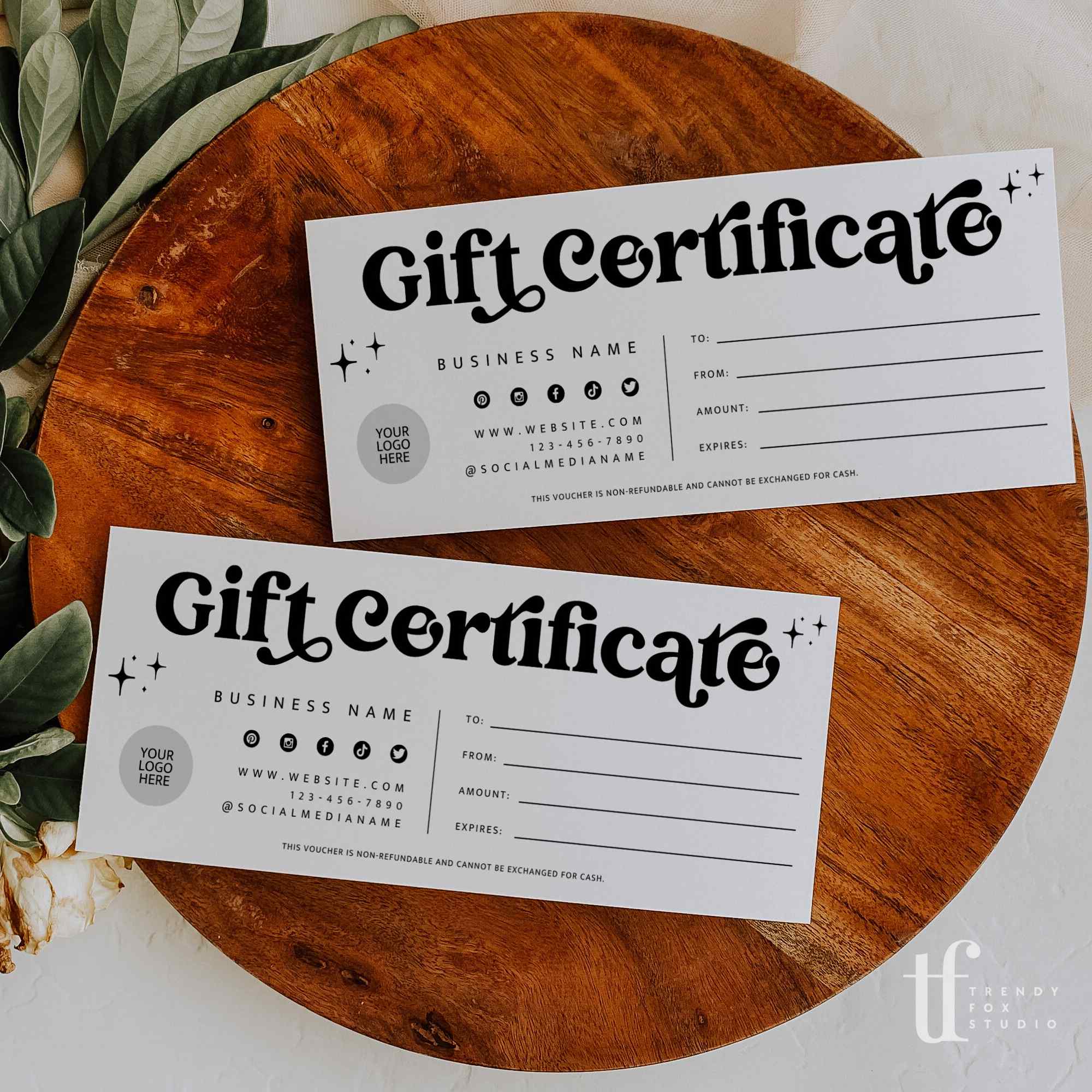 Gift Certificate Canva Template | Dani - Trendy Fox Studio