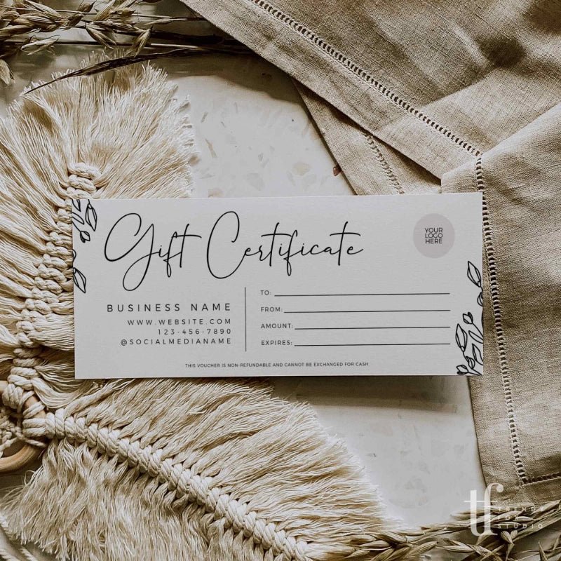 Gift Certificate Canva Template | Shiloh - Trendy Fox Studio