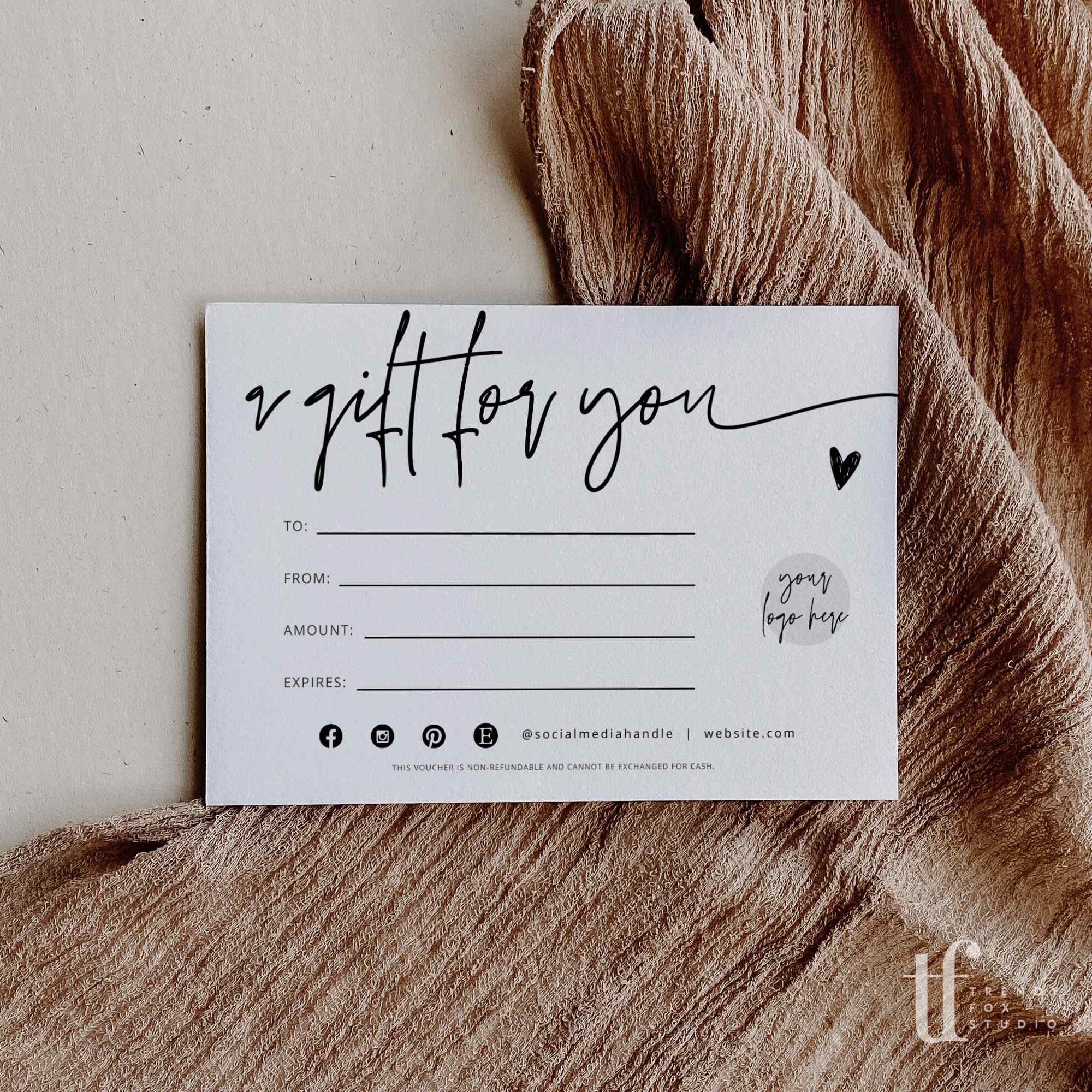 Gift Certificate Canva Template | Skye - Trendy Fox Studio