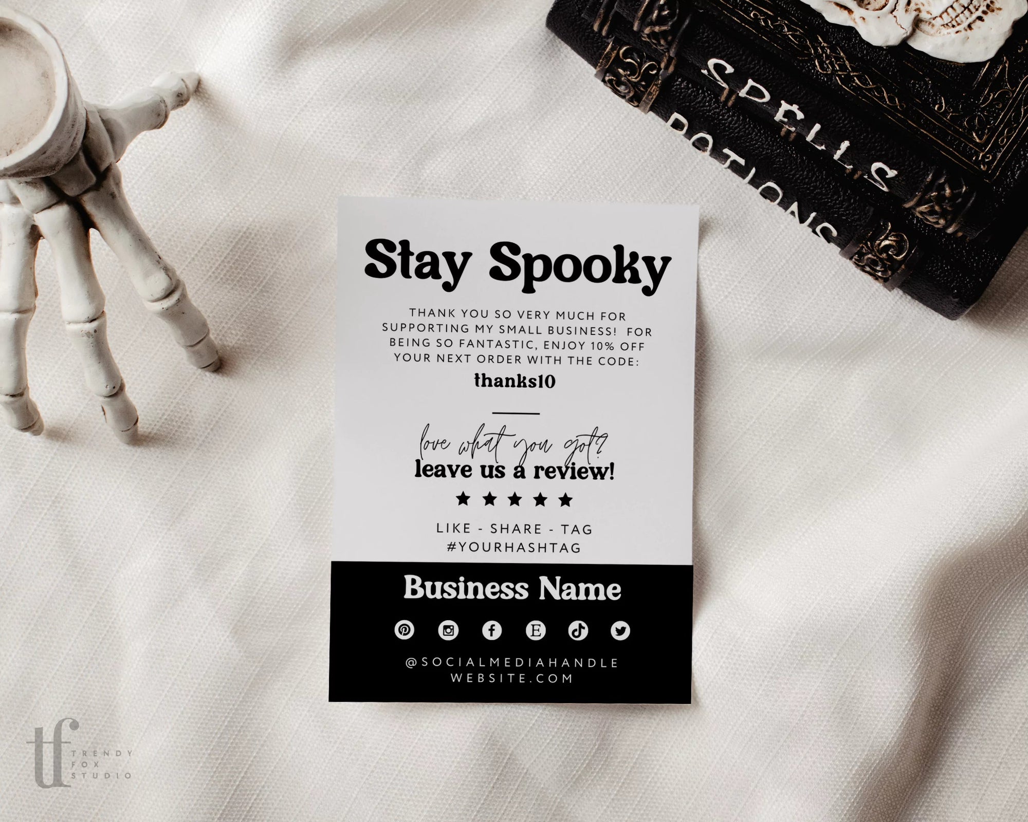 Gothic Halloween Business Thank You Card Canva Template - Trendy Fox Studio