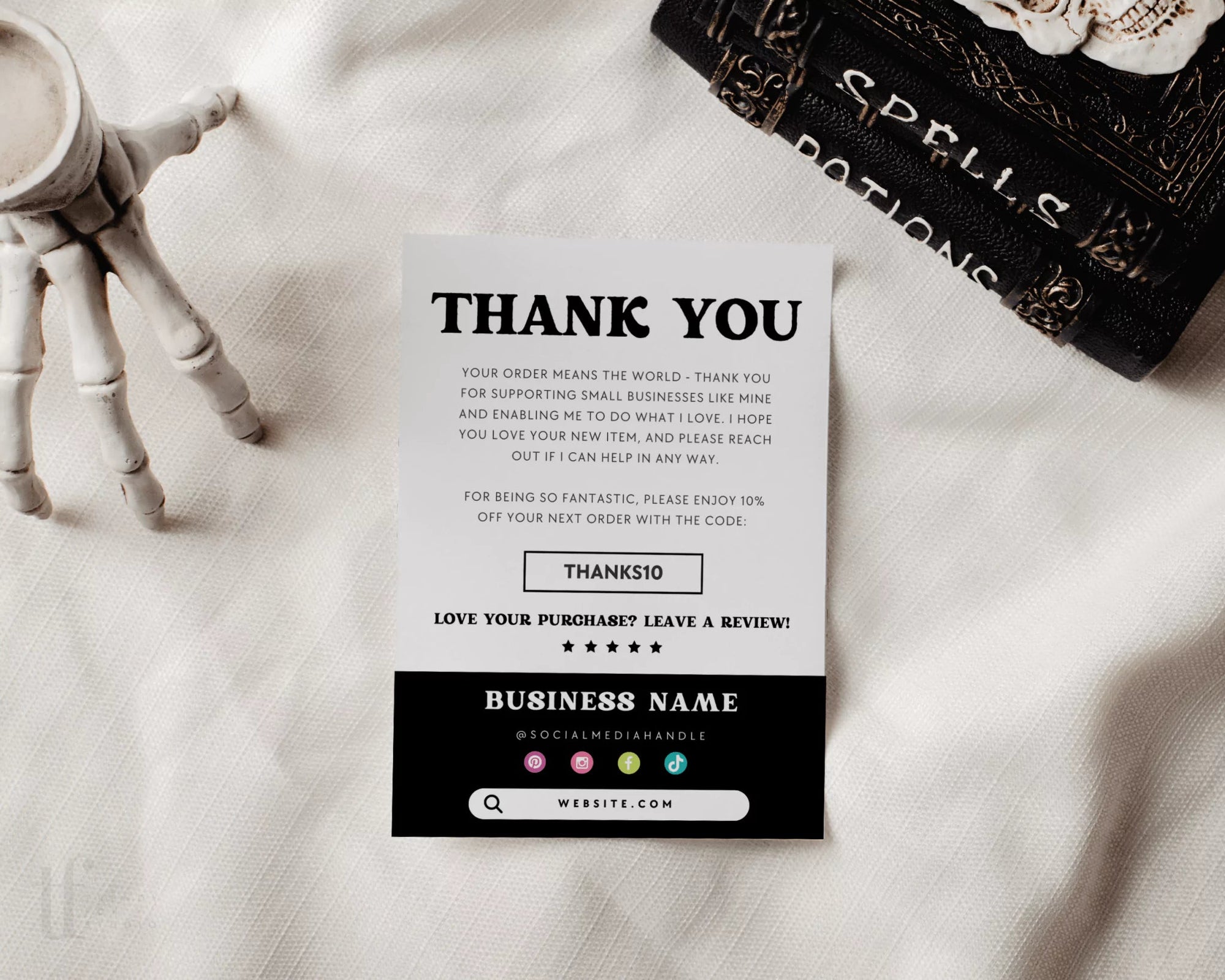 Gothic Ouija Board Halloween Business Thank You Card Canva Template - Trendy Fox Studio