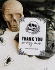 Gothic Skull Halloween Business Thank You Card QR Code Canva Template - Trendy Fox Studio