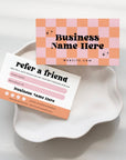 Groovy Retro Refer A Friend Discount Card Canva Template | Ace - Trendy Fox Studio