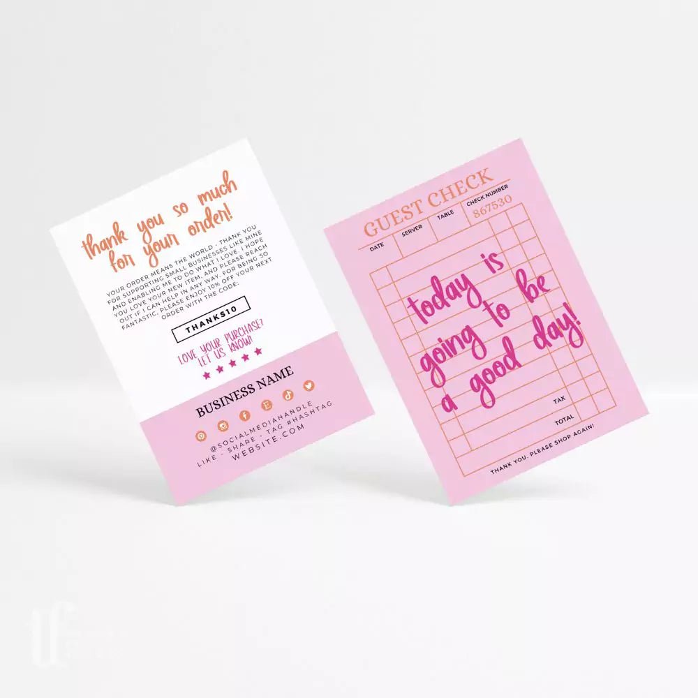 Guest Check Trendy Business Thank You Card Canva Template - Trendy Fox Studio