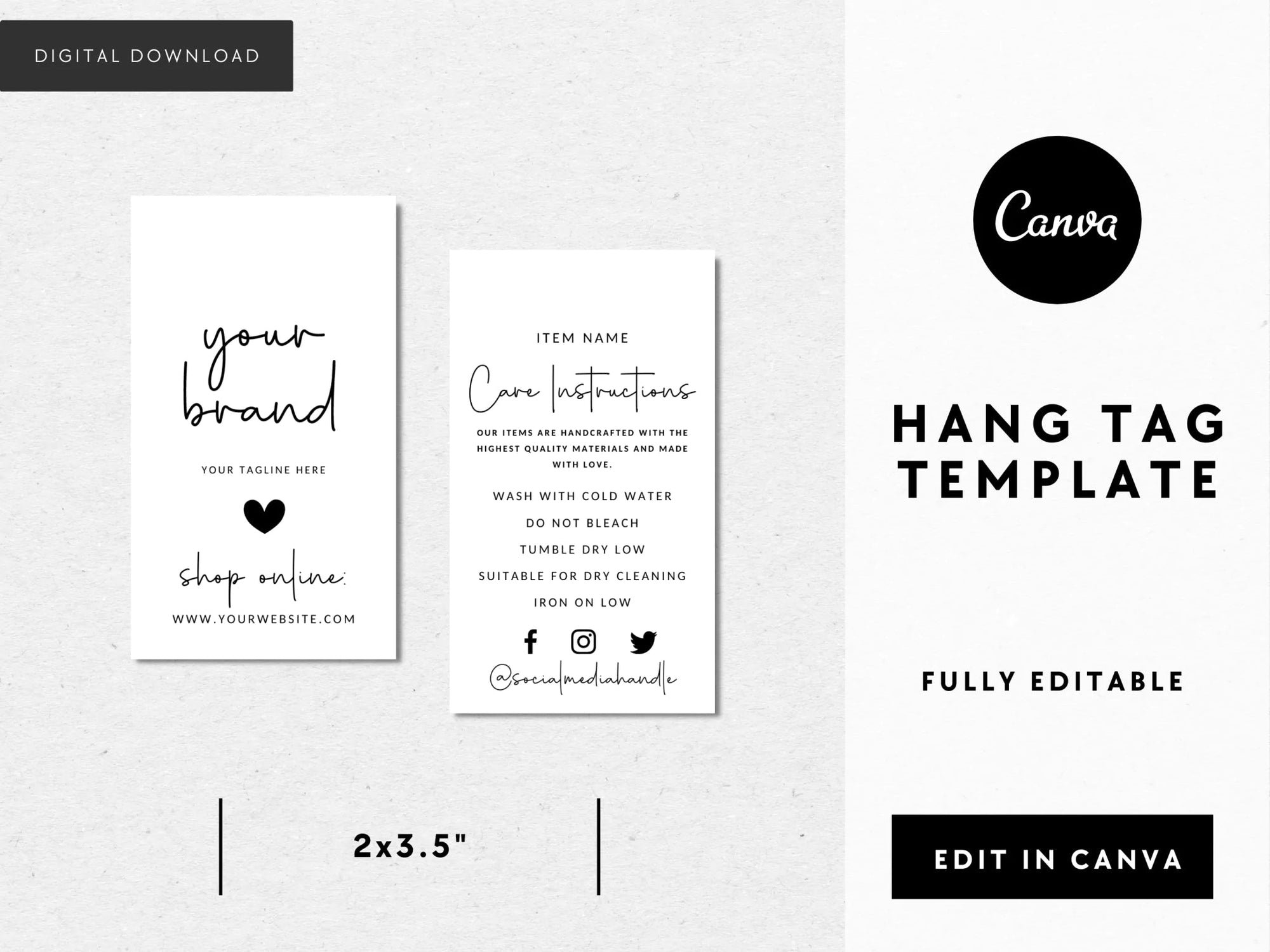 Hang Tag, Garment Swing Tag Canva Template | Blair - Trendy Fox Studio