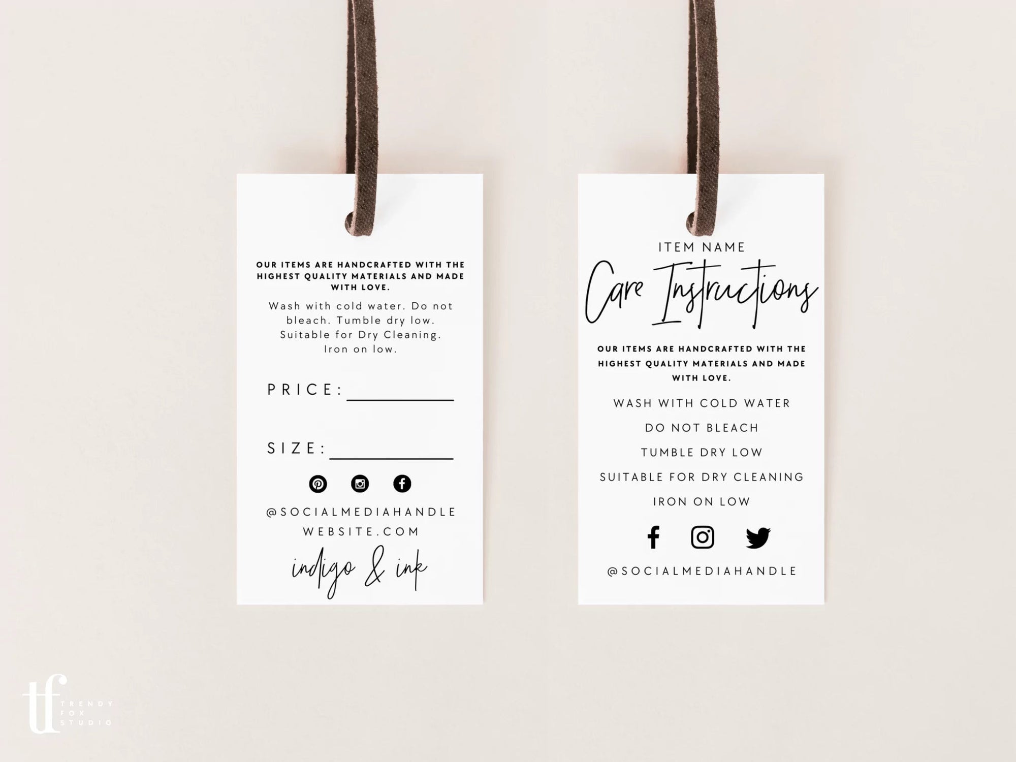 Hang Tag, Garment Swing Tag Canva Template | Dusk - Trendy Fox Studio