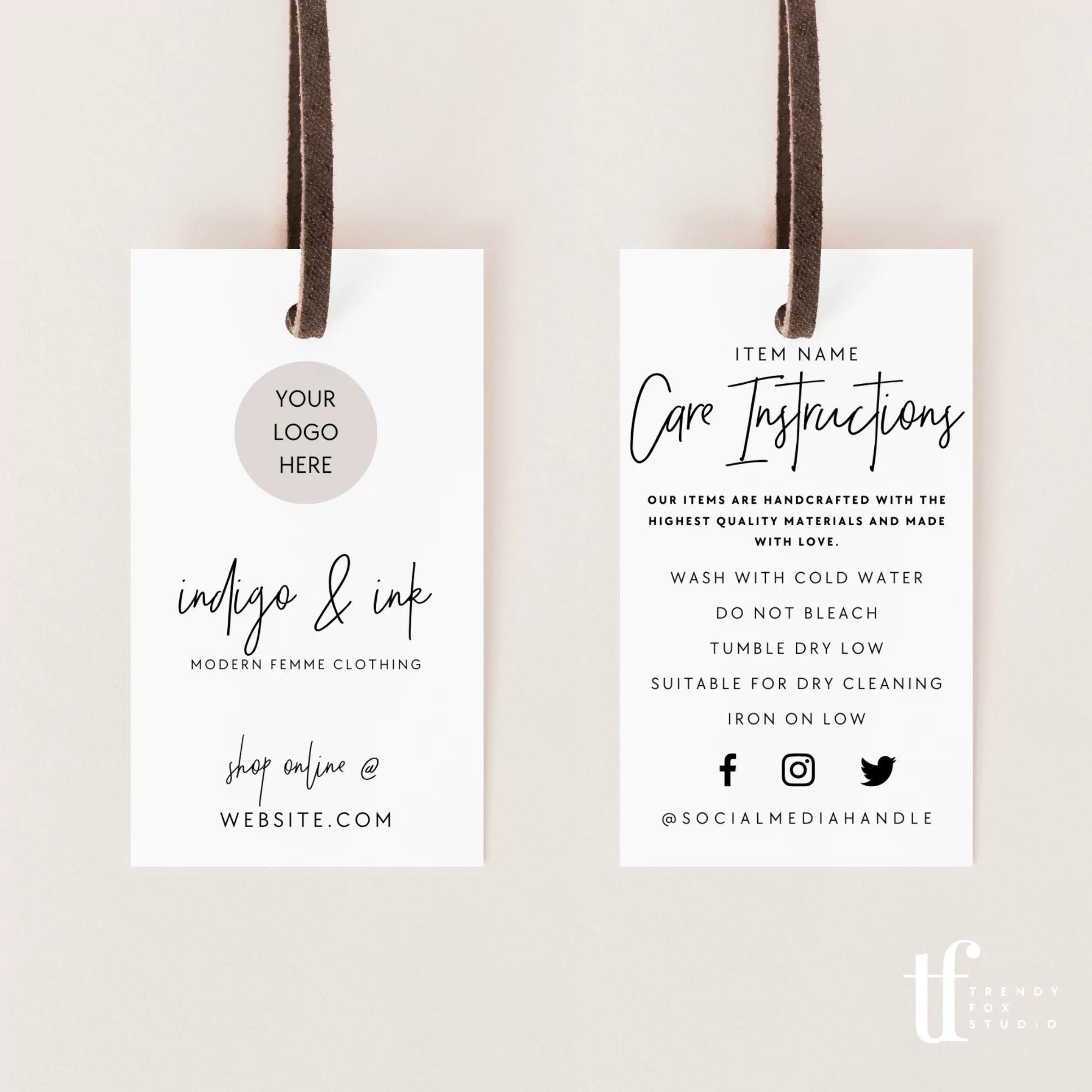 Hang Tag, Garment Swing Tag Canva Template | Dusk - Trendy Fox Studio