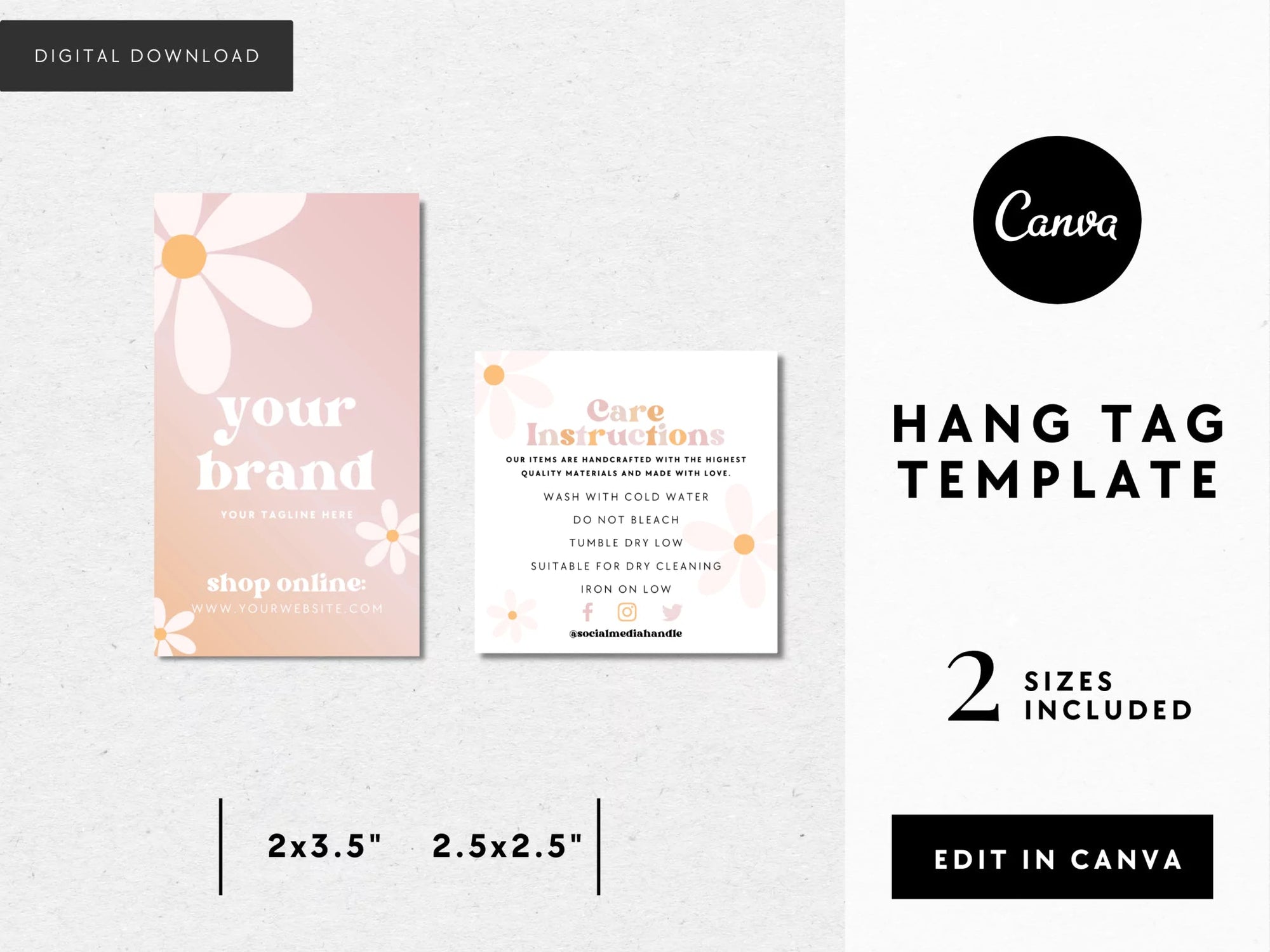 Hang Tag, Garment Swing Tag Canva Template | Ruby - Trendy Fox Studio