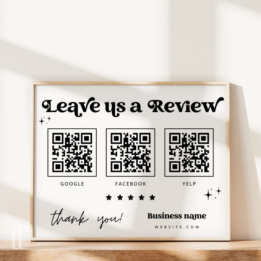 Leave A Review QR Code Sign Canva Template | Dani - Trendy Fox Studio