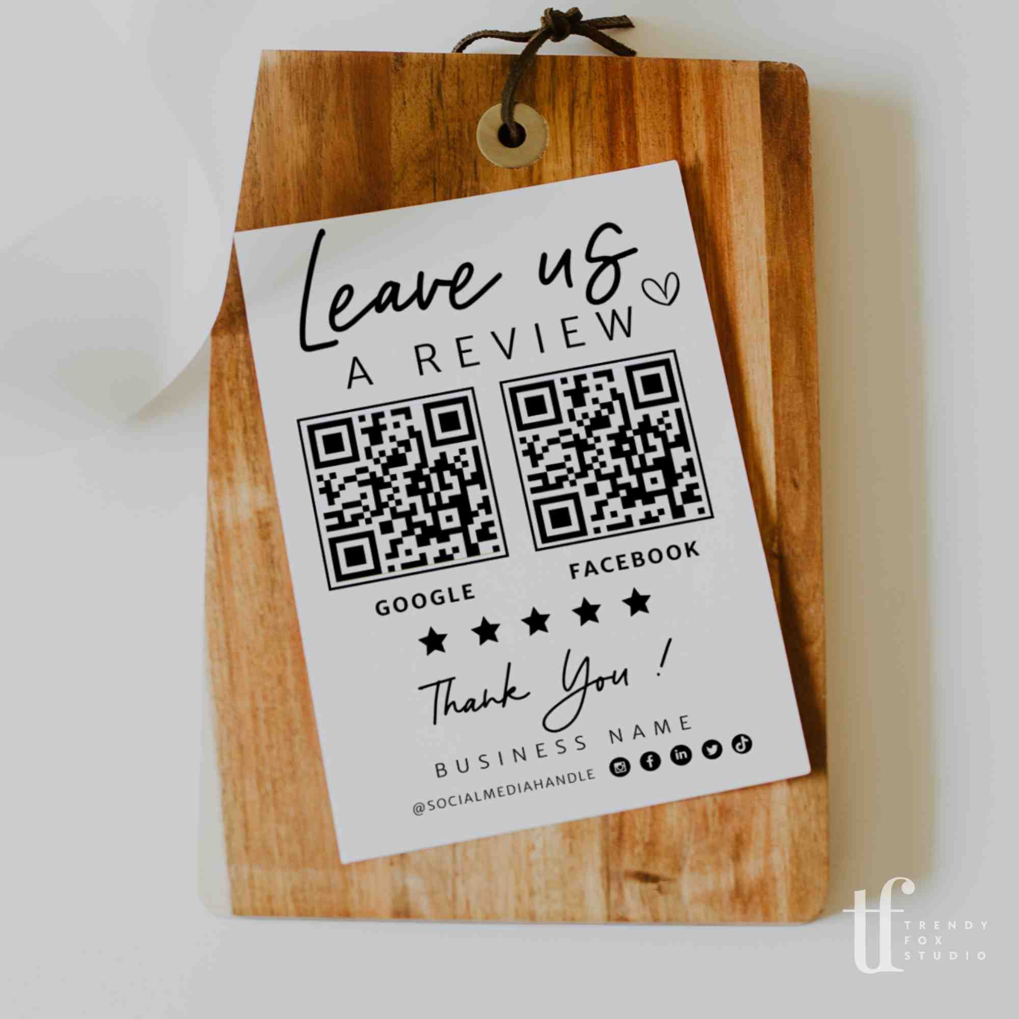 Leave A Review Sign Canva Template | Willa - Trendy Fox Studio
