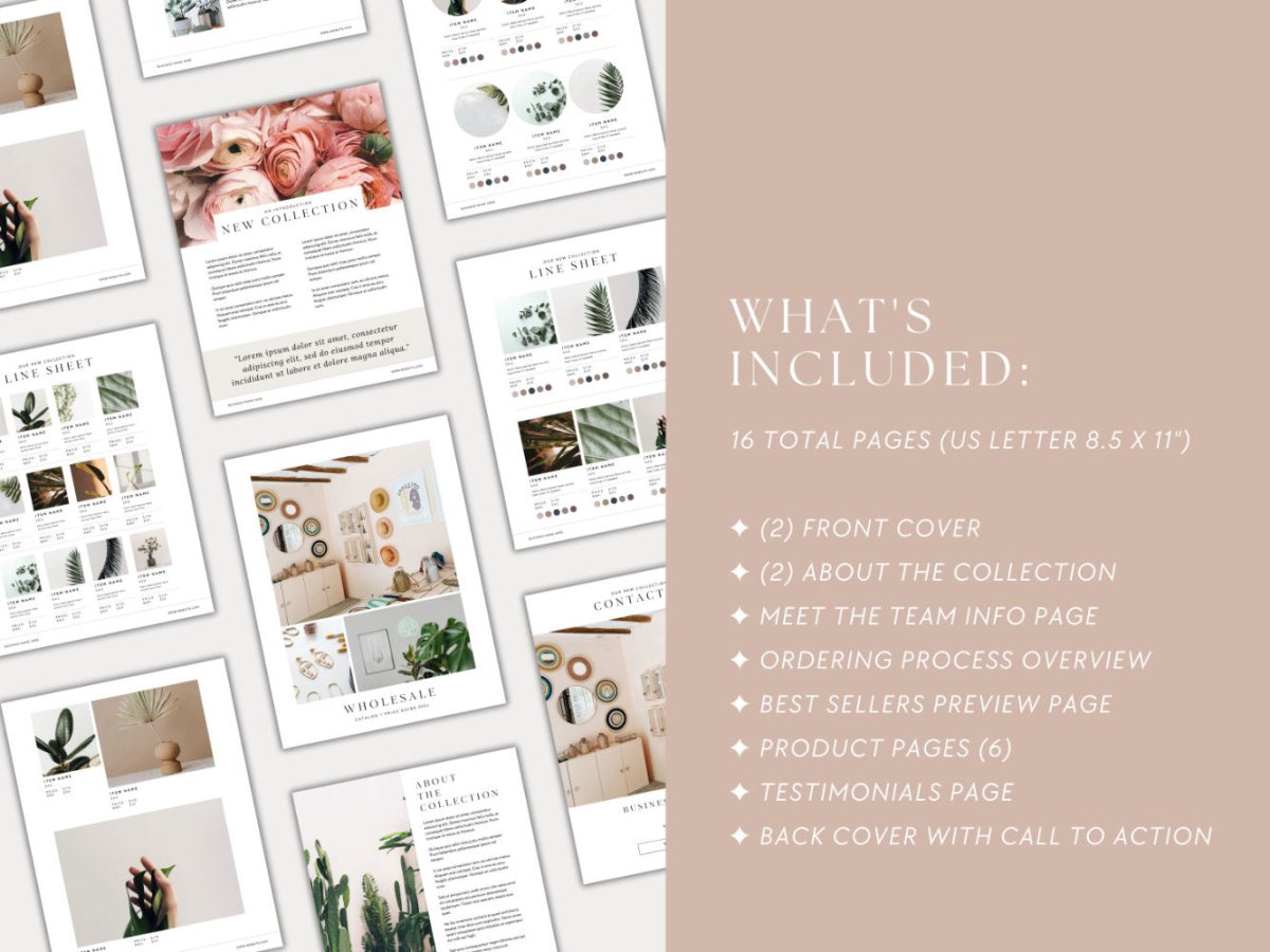 Line Sheet Template, Editable Wholesale Catalog, Pricing & Services Guide Canva Template - Trendy Fox Studio