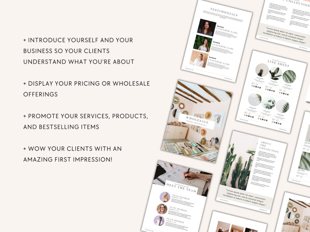 Line Sheet Template, Editable Wholesale Catalog, Pricing & Services Guide Canva Template - Trendy Fox Studio
