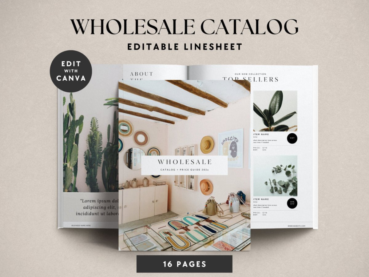 Line Sheet Template, Editable Wholesale Catalog, Pricing & Services Guide Canva Template - Trendy Fox Studio