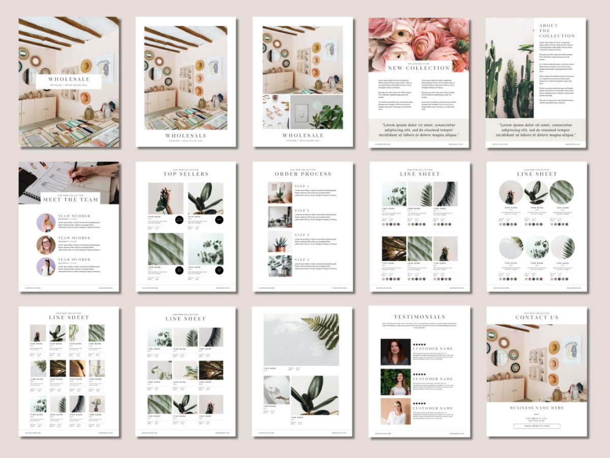 Line Sheet Template, Editable Wholesale Catalog, Pricing & Services Guide Canva Template - Trendy Fox Studio
