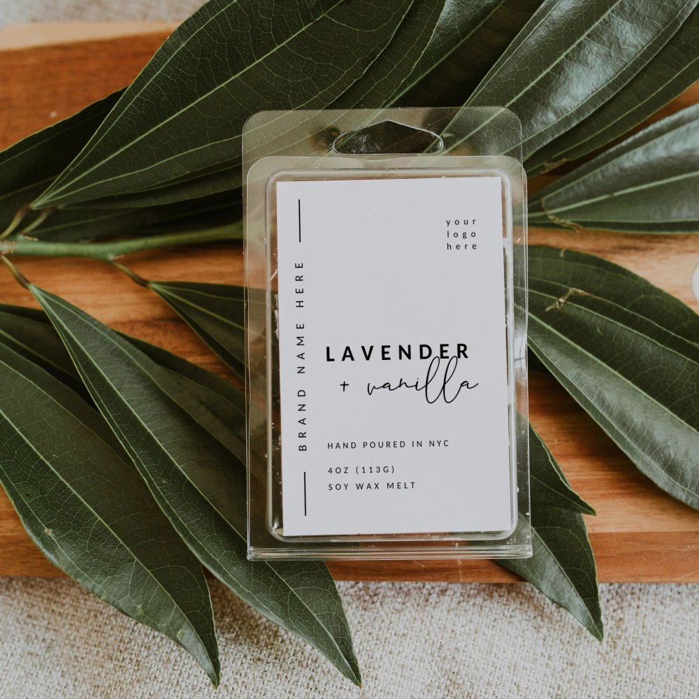 Minimalist Modern Wax Melt Label Canva Template | Alina - Trendy Fox Studio