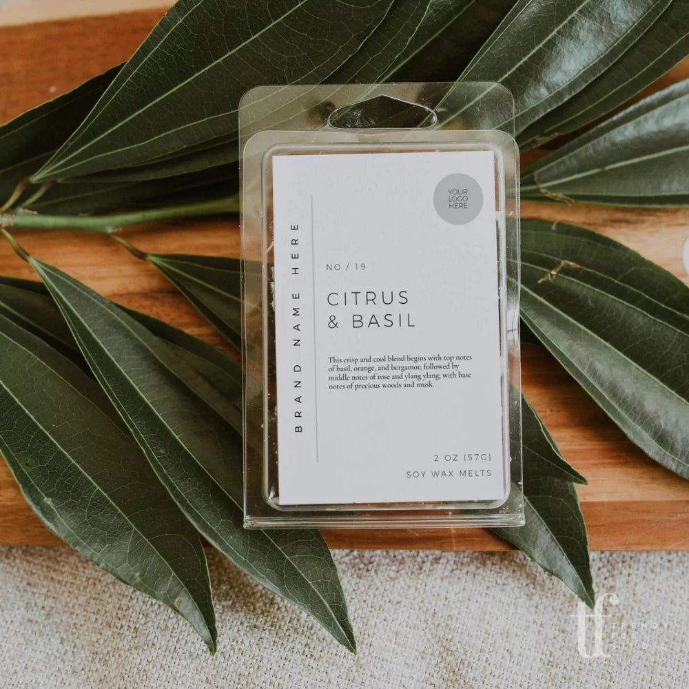 Minimalist Modern Wax Melt Label Canva Template | Greer - Trendy Fox Studio