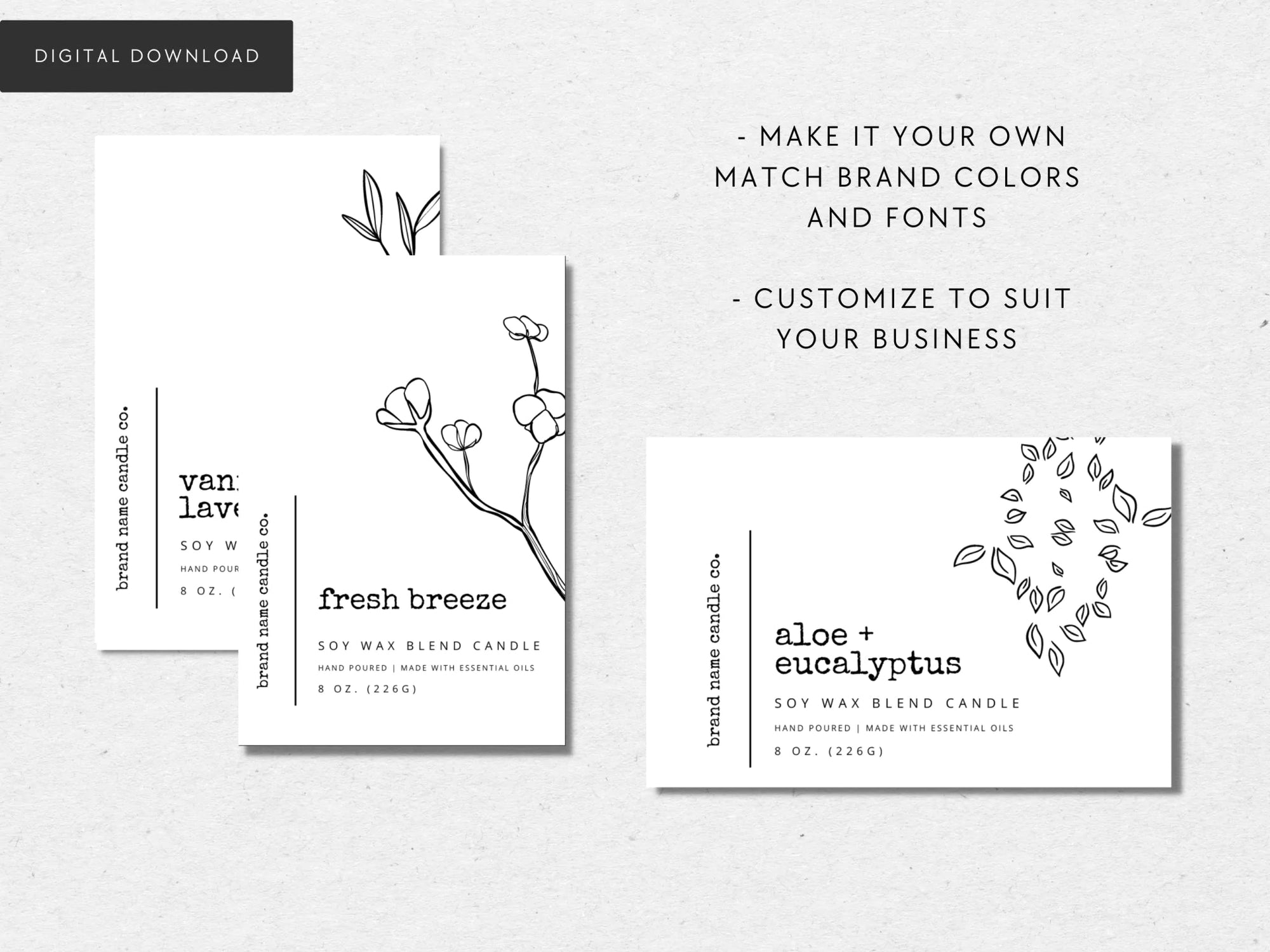 Minimalist Rustic Candle Label Canva Template | Landry - Trendy Fox Studio