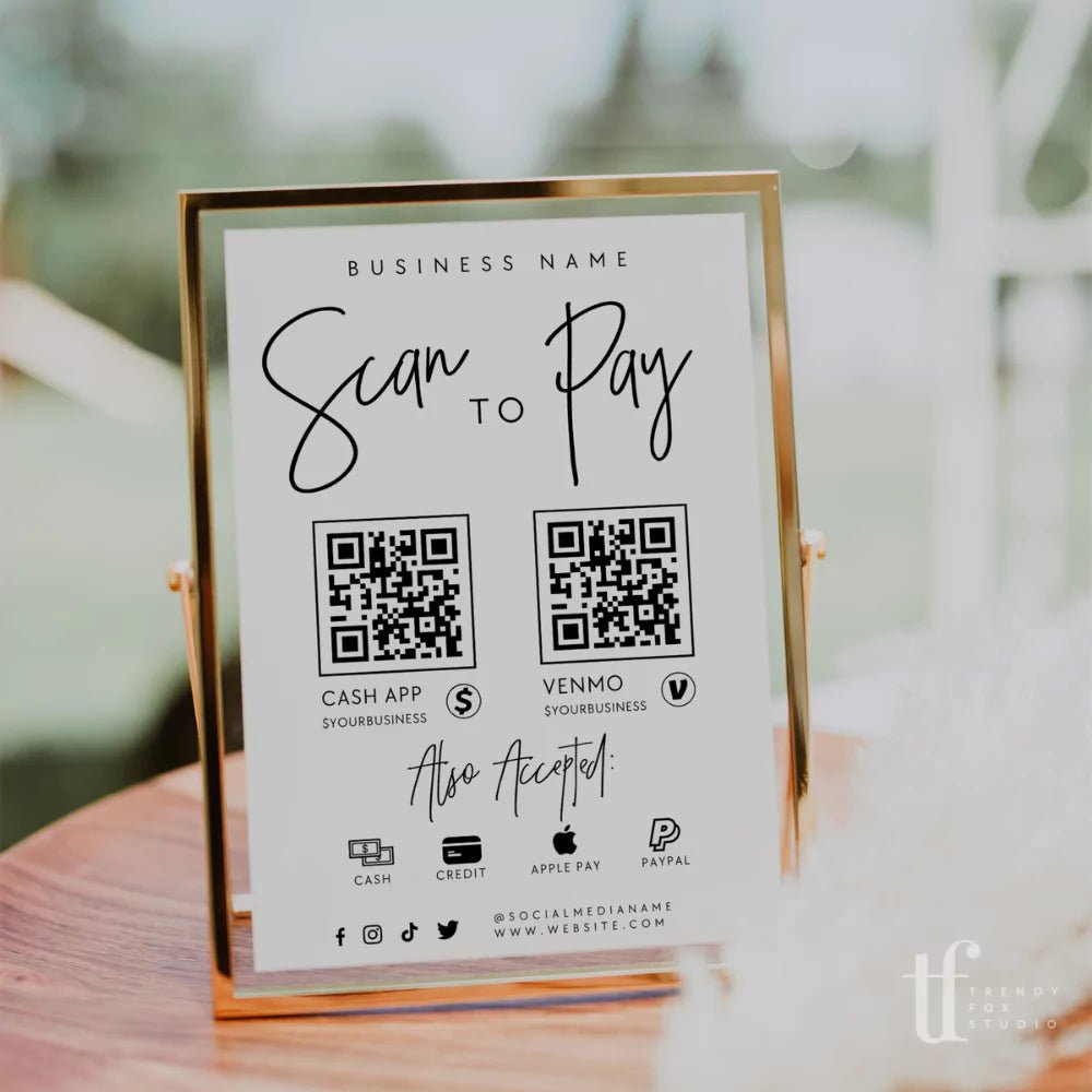 Minimalist Scan to Pay Sign &amp; Price List Sign Canva Template | Dusk - Trendy Fox Studio