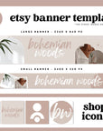 Modern Boho Etsy Shop Kit Canva Template | Etsy Banner, Listing Photos, Icon | Loxli - Trendy Fox Studio