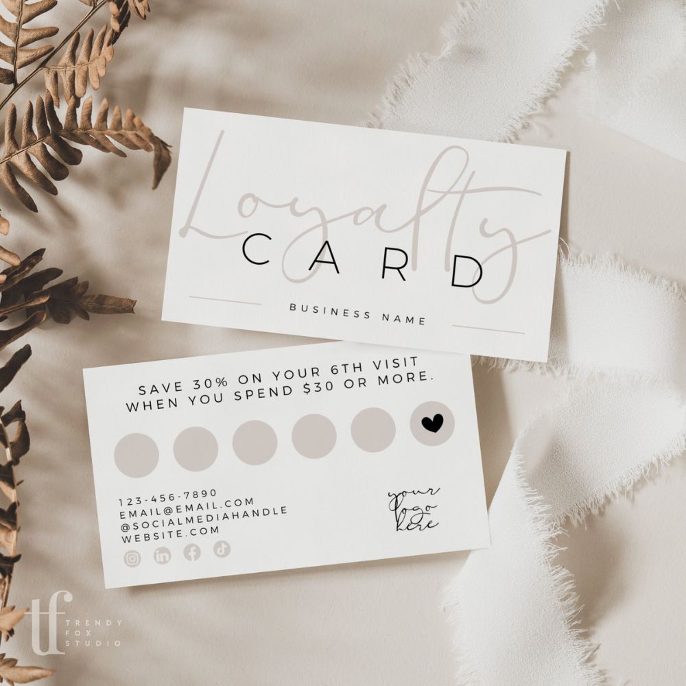 Modern Elegant Loyalty Card Canva Template Carli Trendy Fox Studio