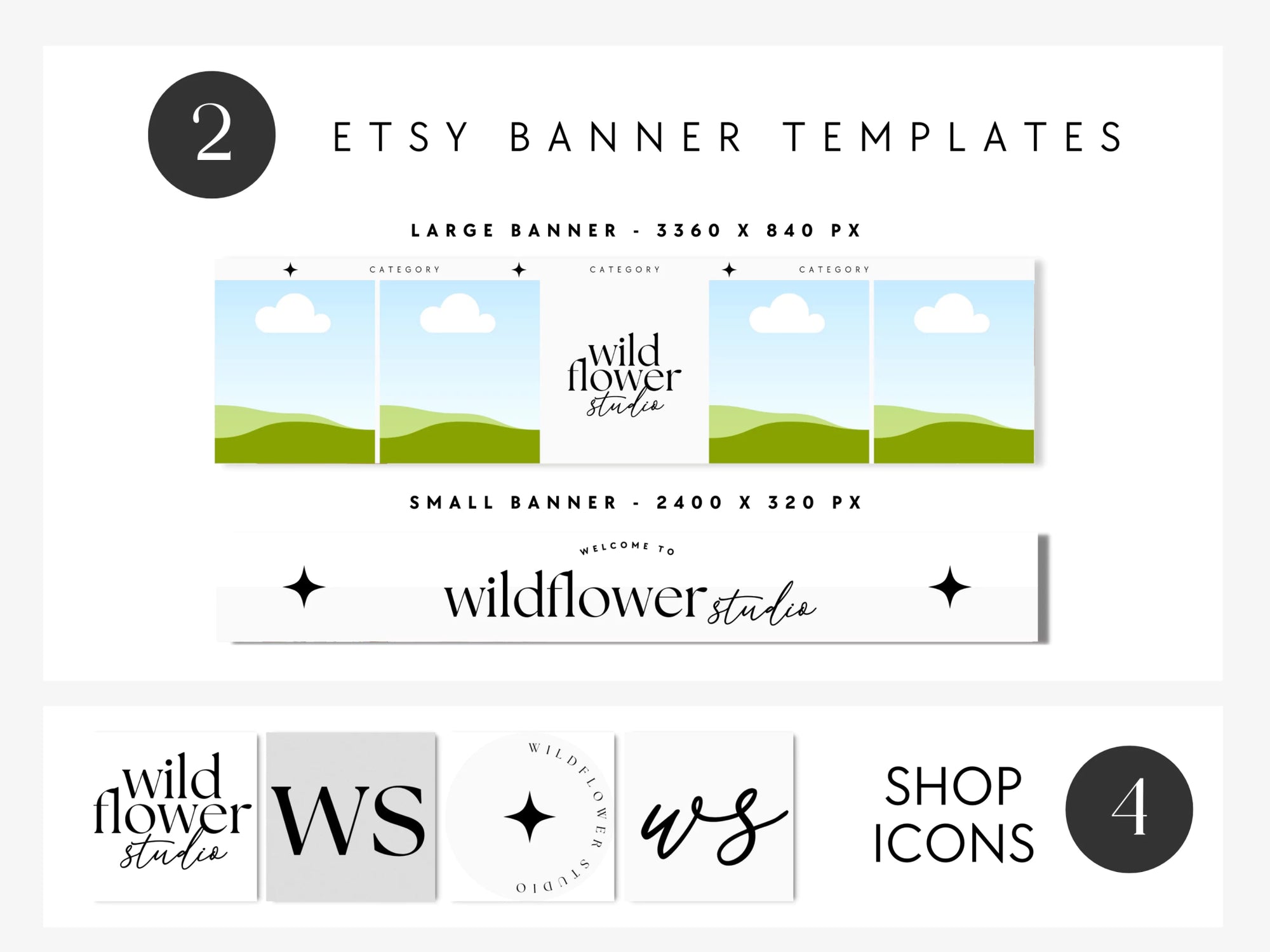 Modern Minimal Etsy Shop Kit Canva Template | Etsy Banner, Listing Photos, Icon - Trendy Fox Studio