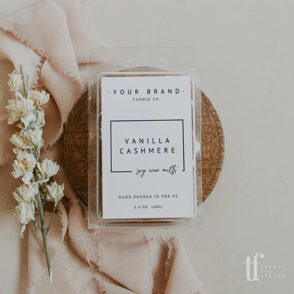 Modern Minimal Wax Melt Label Canva Template | April - Trendy Fox Studio