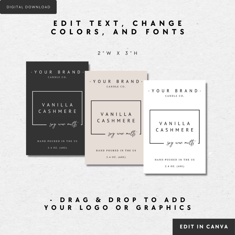 Modern Minimal Wax Melt Label Canva Template | April - Trendy Fox Studio