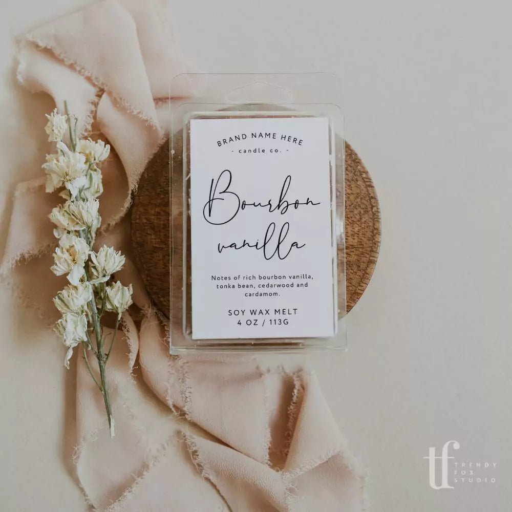 Modern Minimal Wax Melt Label Canva Template | Shiloh - Trendy Fox Studio