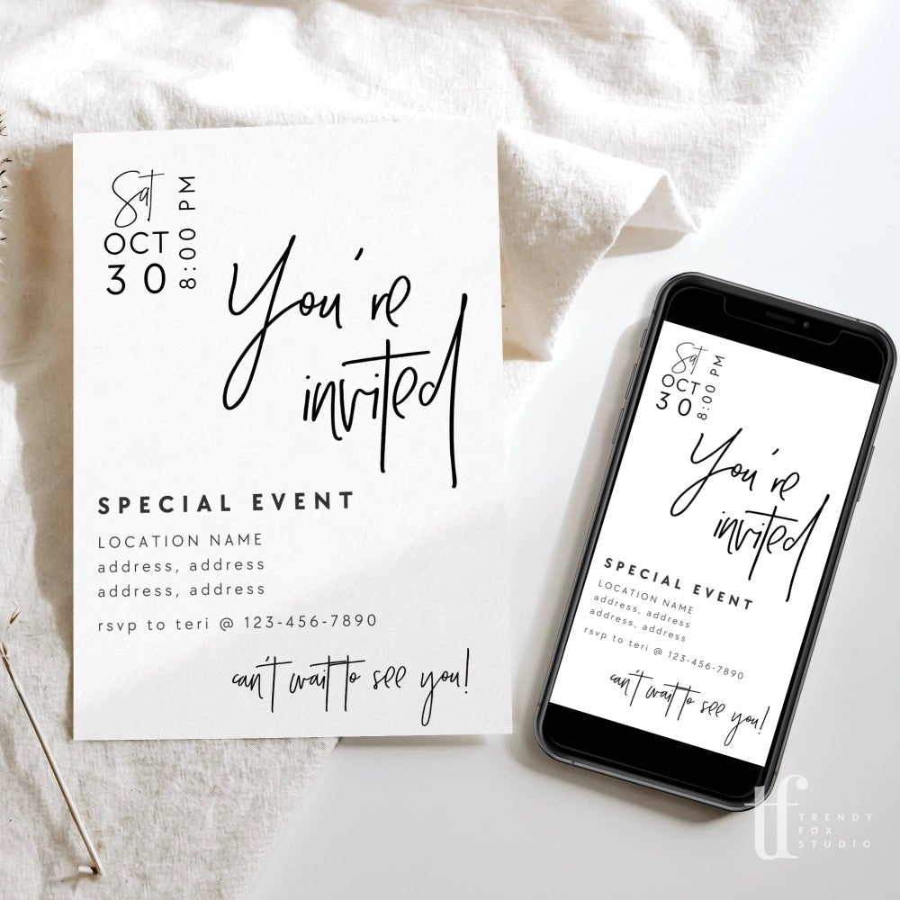 Modern Minimalist Business Invitation Canva Template | Dusk - Trendy Fox Studio