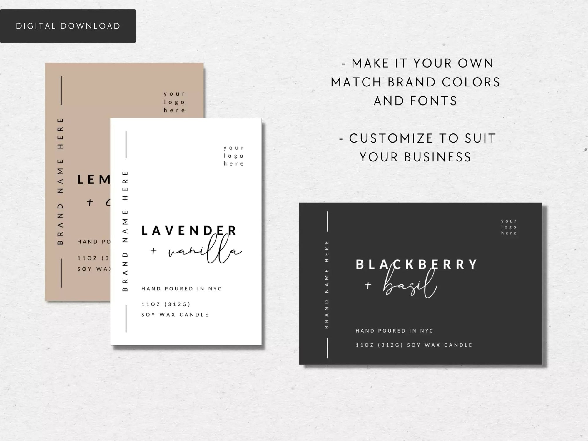 Modern Minimalist Candle Label Canva Template | Alina - Trendy Fox Studio