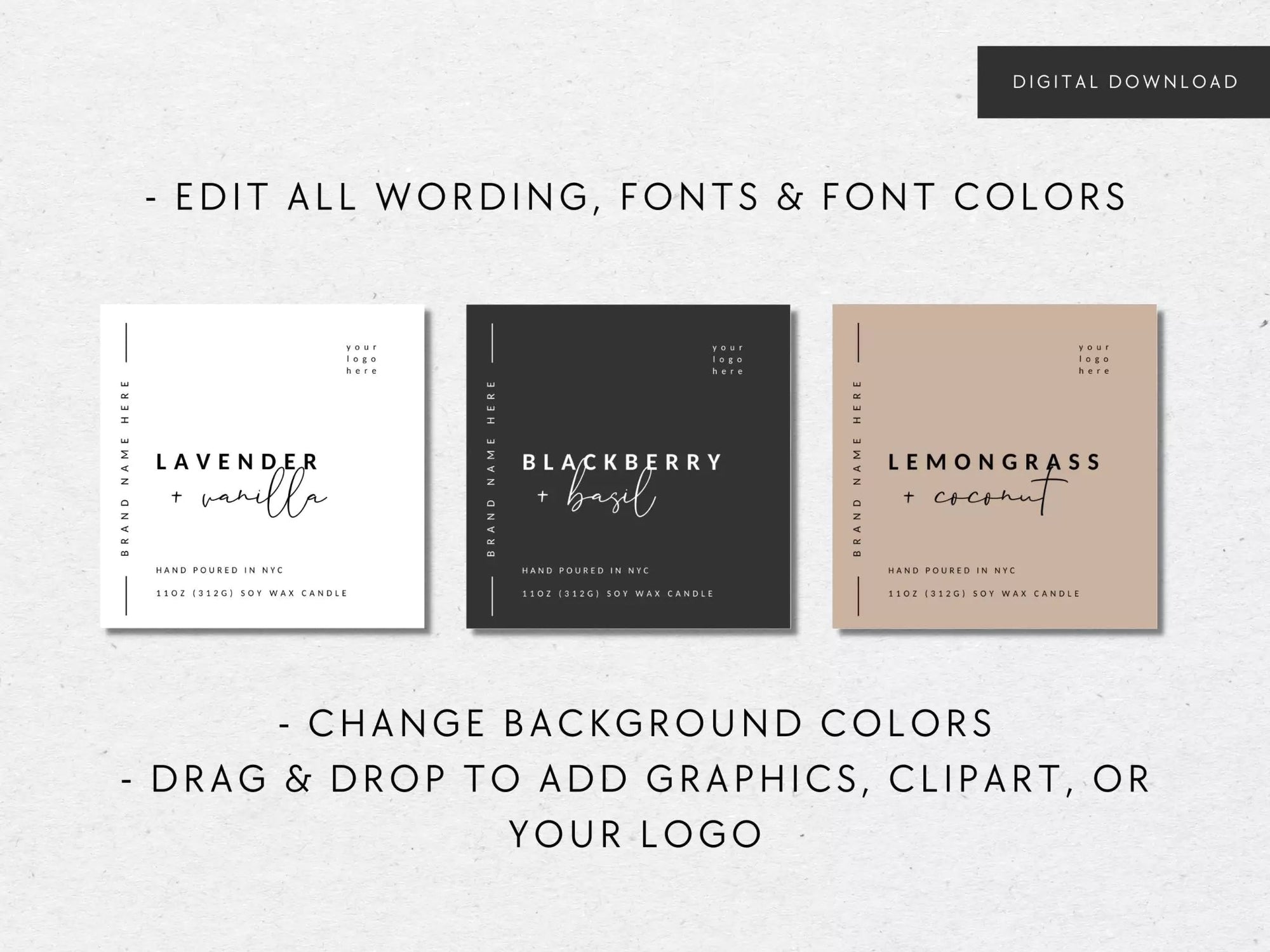 Modern Minimalist Candle Label Canva Template | Alina - Trendy Fox Studio