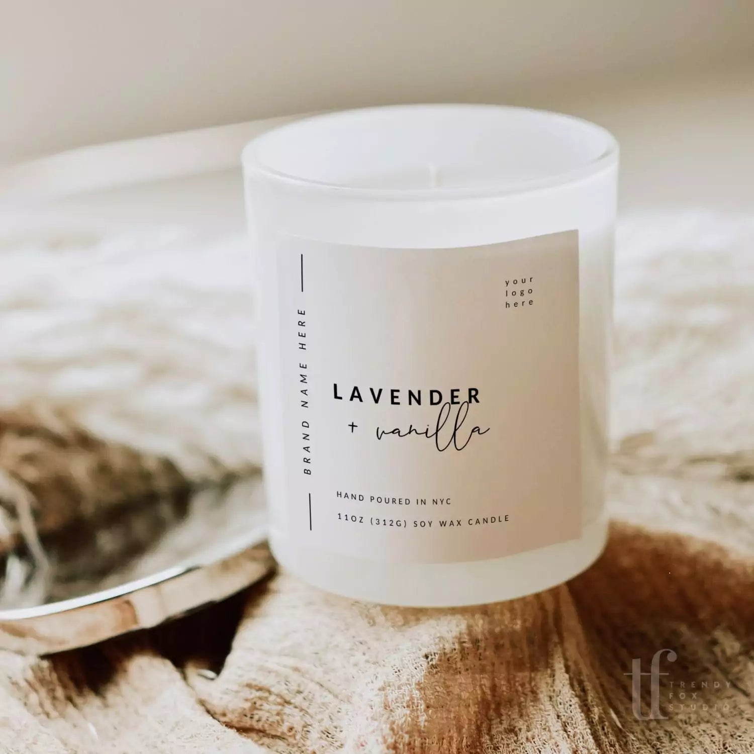 Modern Minimalist Candle Label Canva Template | Alina - Trendy Fox Studio