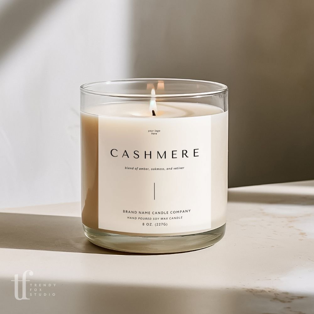 Modern Minimalist Candle Label Canva Template | Tina - Trendy Fox Studio