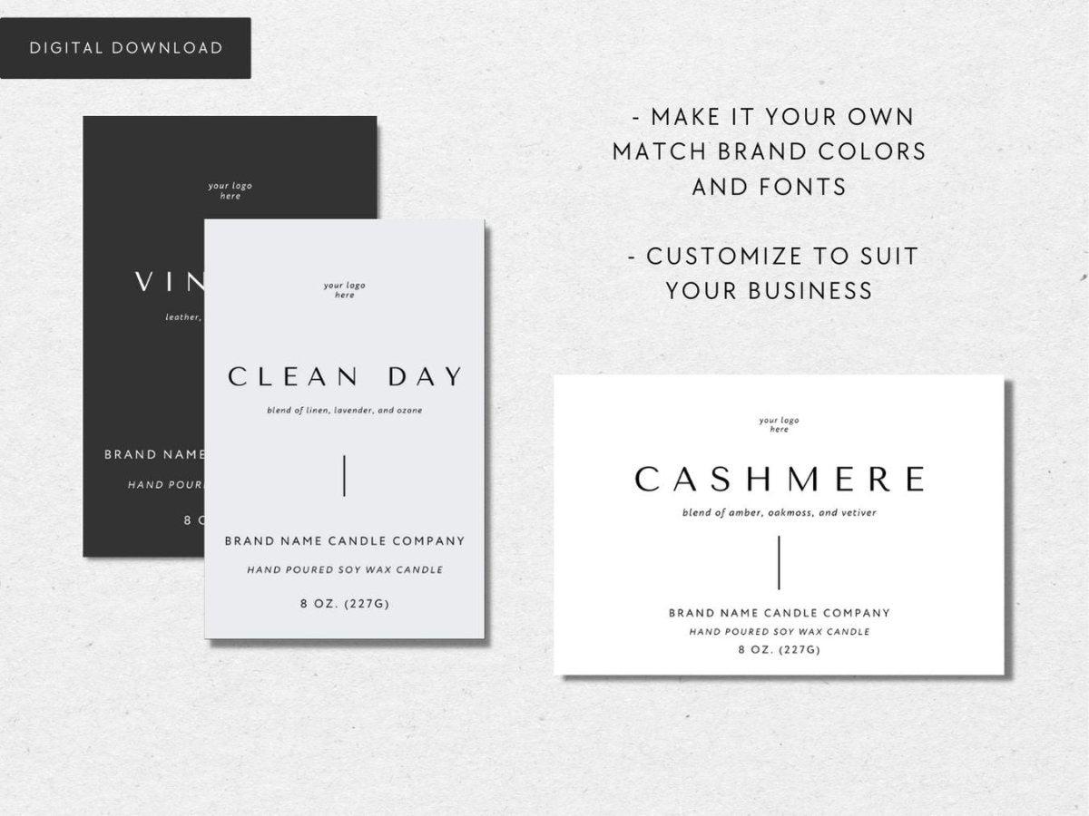 Modern Minimalist Candle Label Canva Template | Tina - Trendy Fox Studio