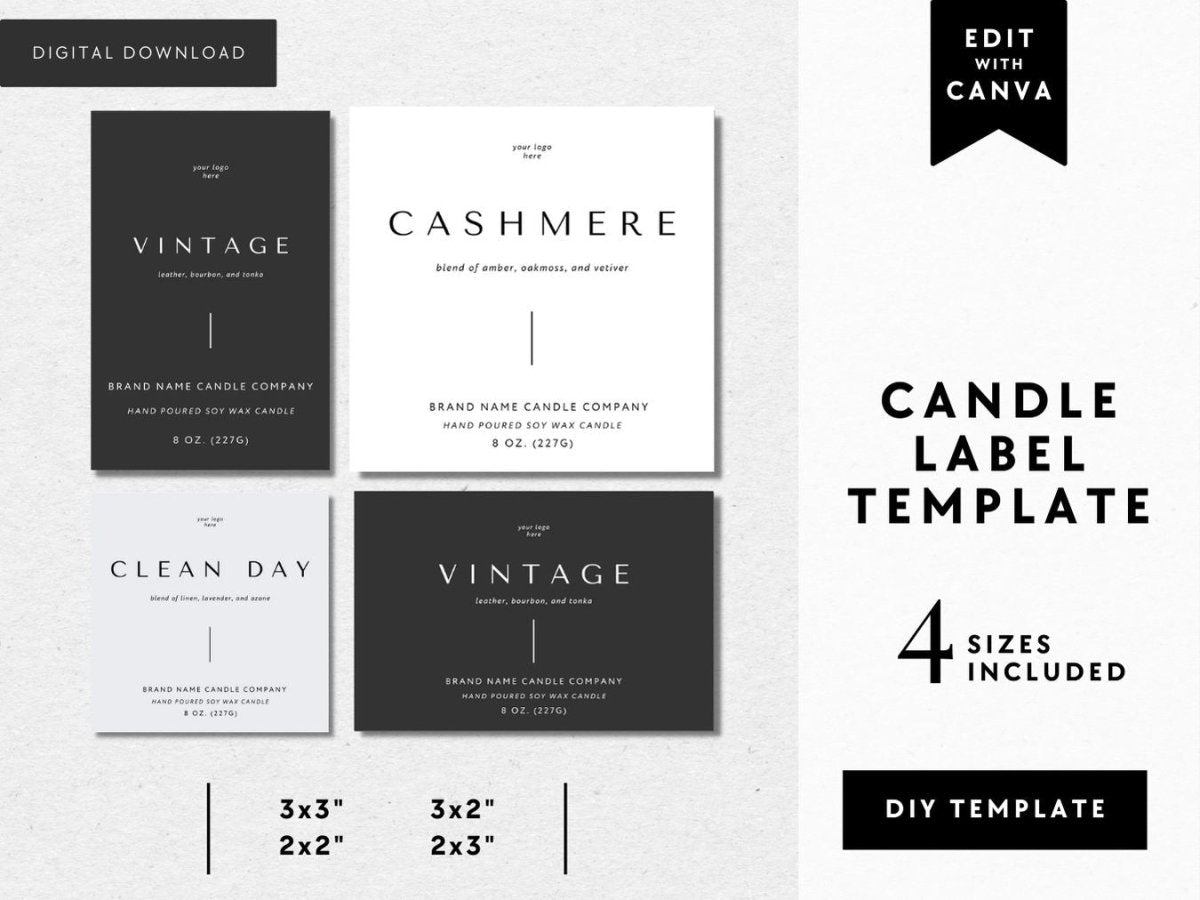Modern Minimalist Candle Label Canva Template | Tina - Trendy Fox Studio