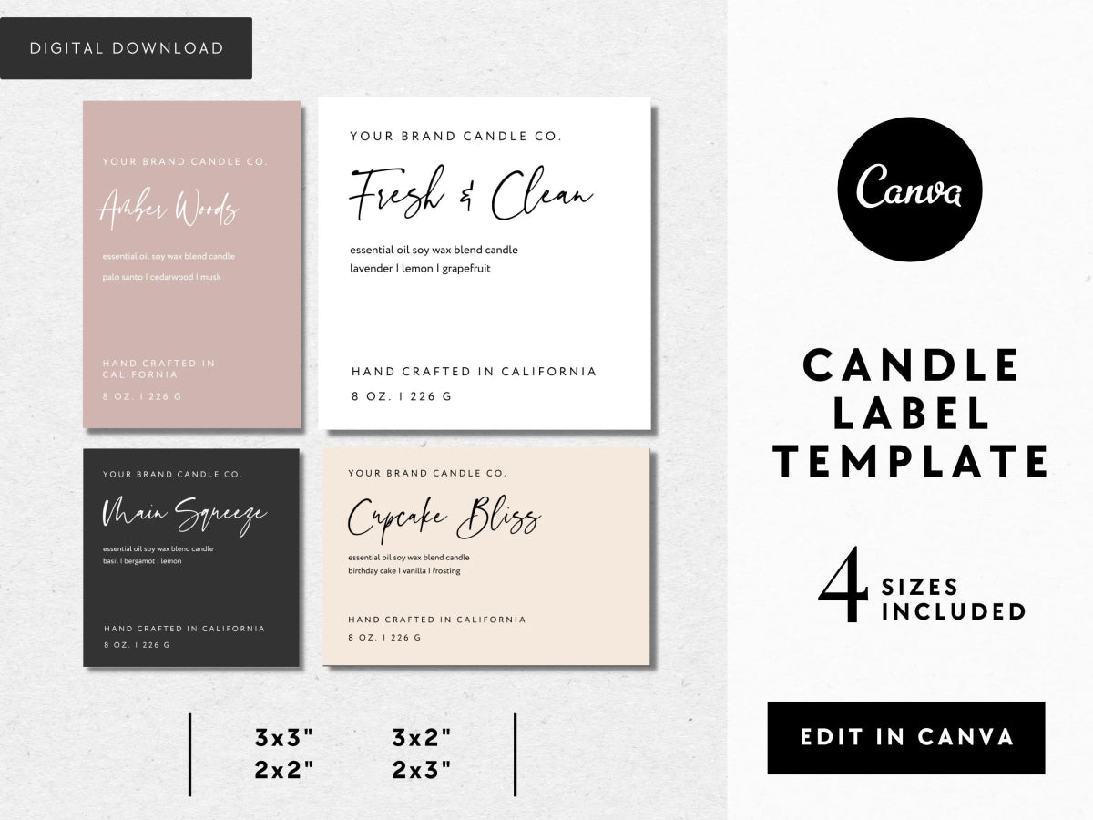 Modern Minimalist Candle Label Canva Template | Vera - Trendy Fox Studio