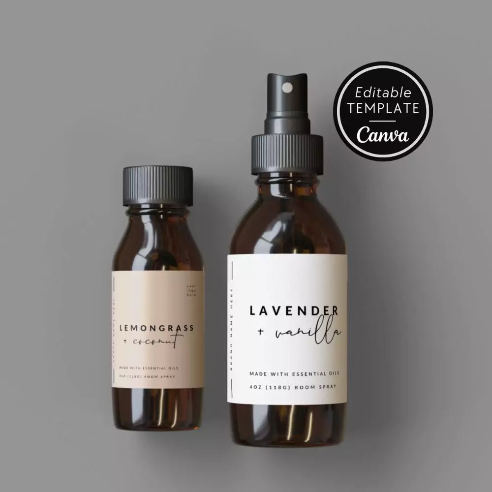 Modern Minimalist Room Spray Bottle Label Canva Template | Alina - Trendy Fox Studio